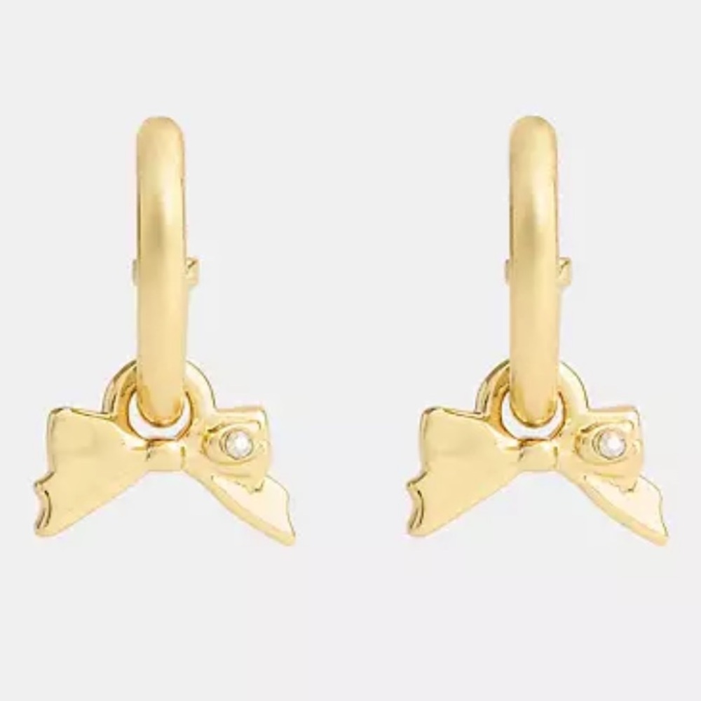 Coach Mini Bow Charm Huggie Earrings nwt in packaging